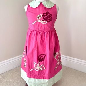 Hanna Andersson Pink Floral  Ribbon Dress Size 5